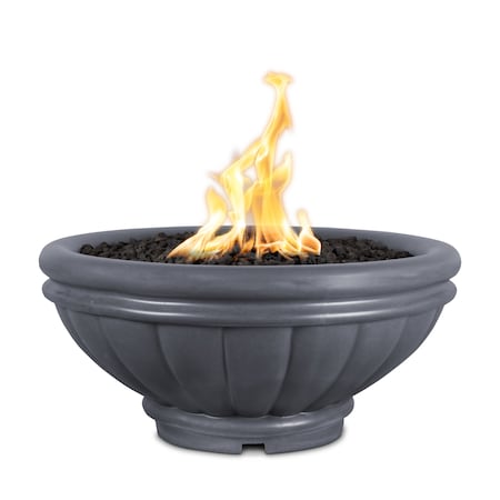 The Outdoor Plus 36 Round Roma Fire Bowl - GFRC Concrete - Gray - Match Lit - Liquid Propane OPT-ROMFO36-GRY-LP